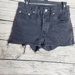 Levi's Women's 27 Black Wash 501 Cut Off Denim Shorts High Rise